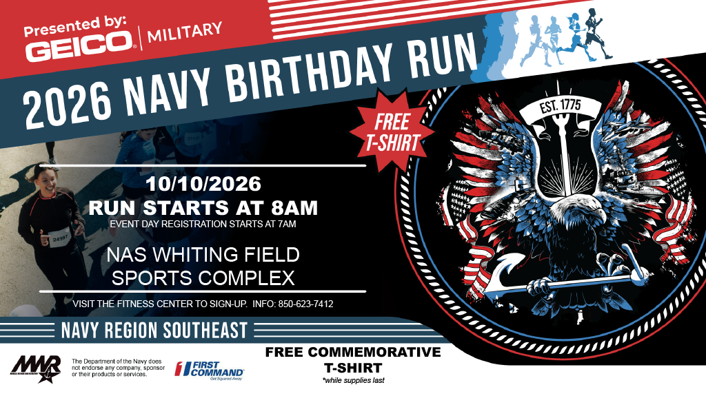 Promotional ad for the 2026 Navy Birthday Run