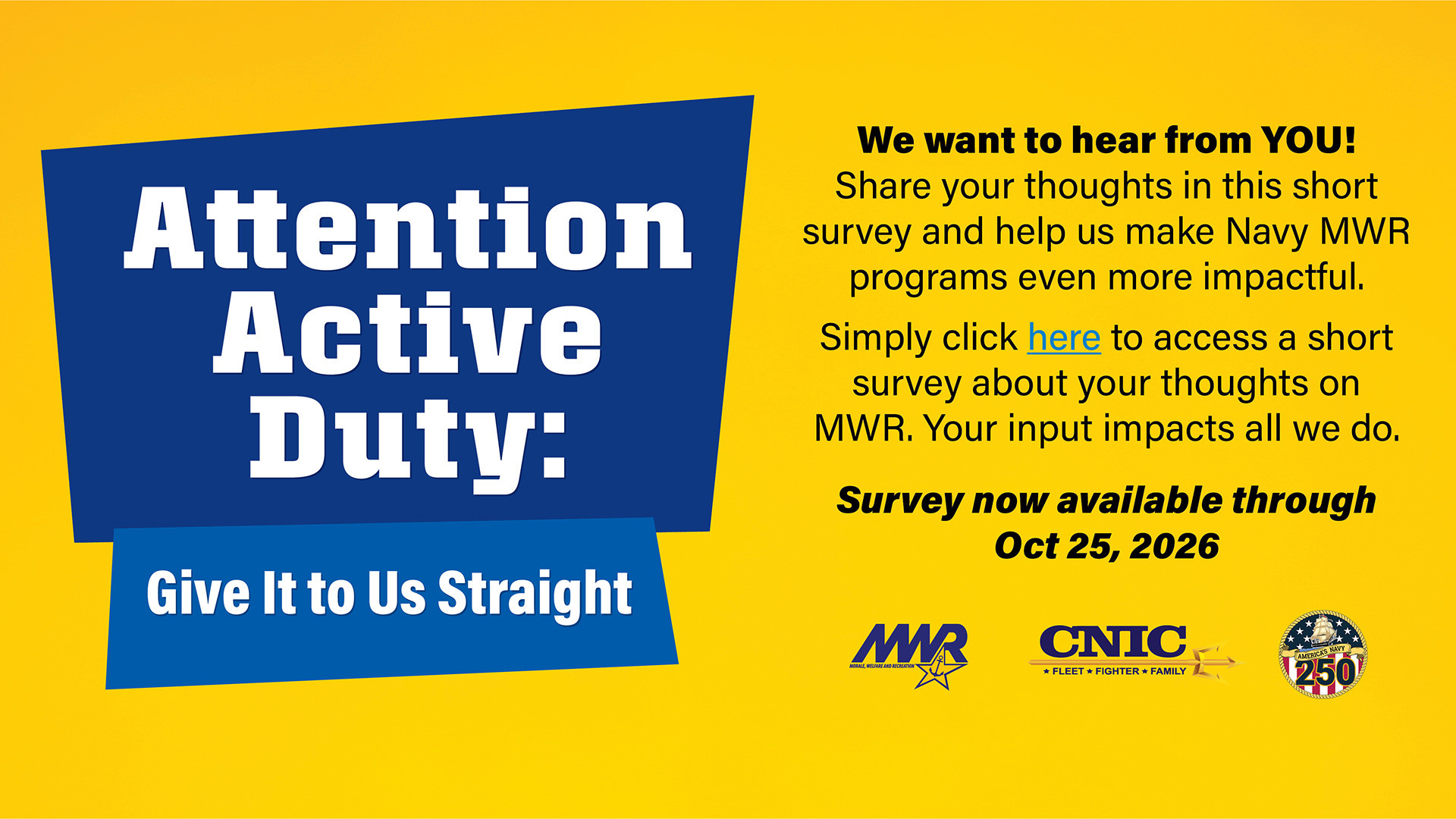 Ad for the Active Duty survey