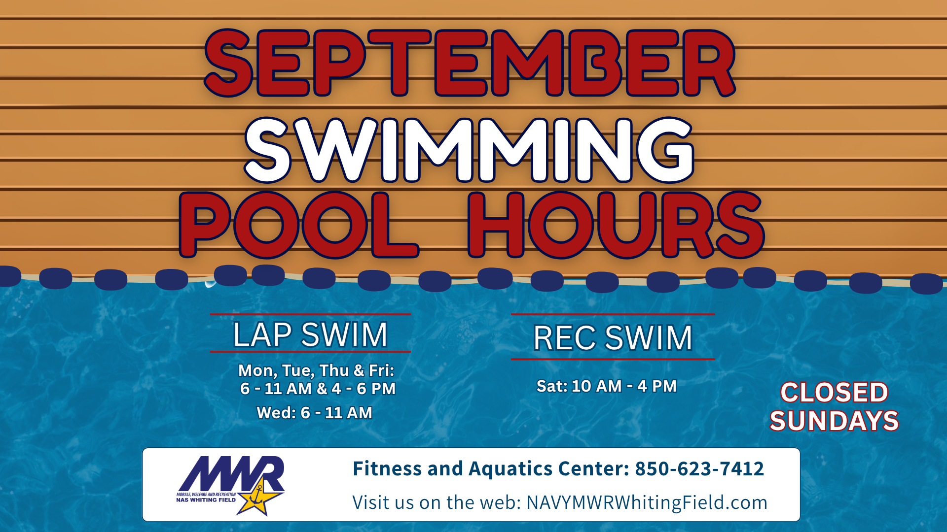 Flyer for September swimming pool hours.