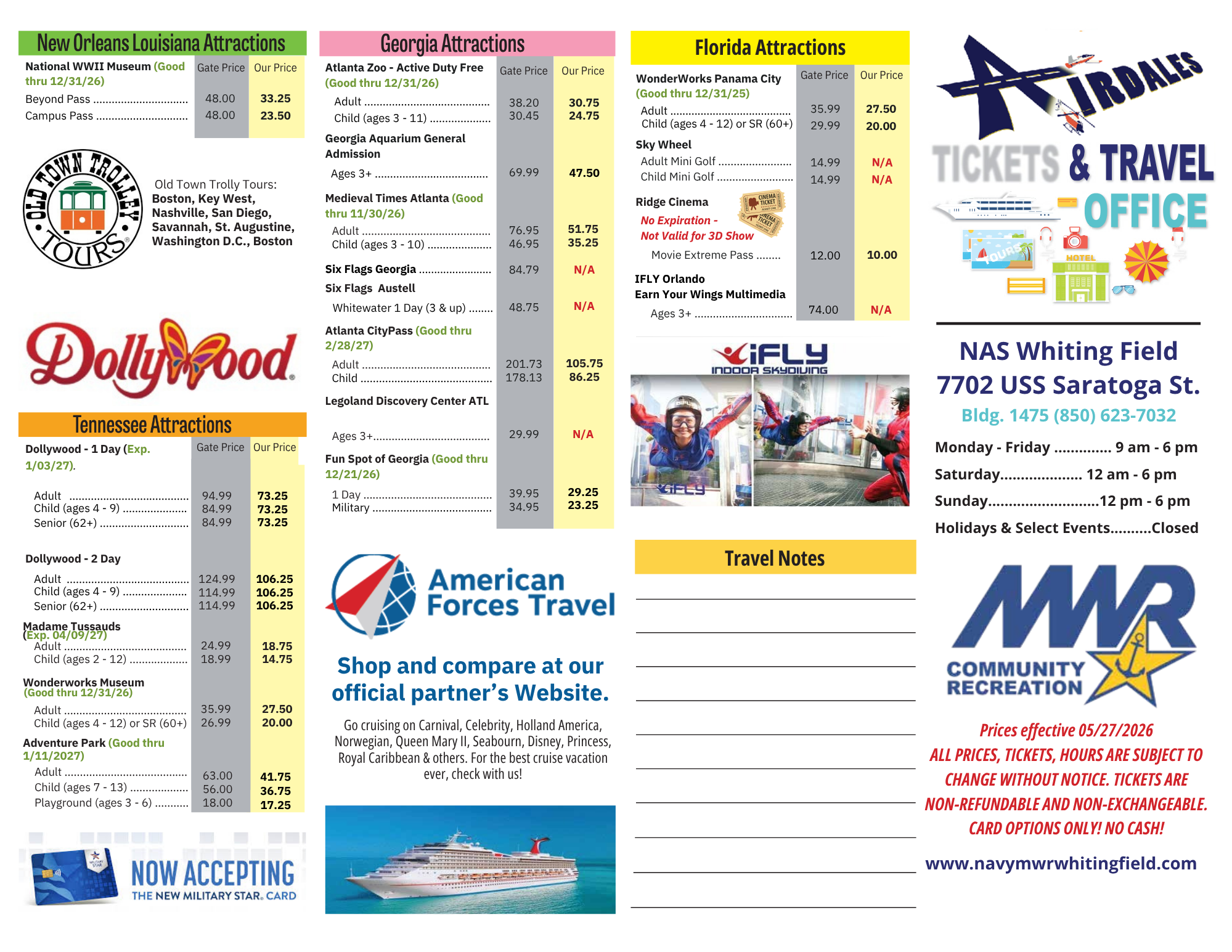 MWR Tickets and Travel Brochure MWR Tickets and Travel Brochure