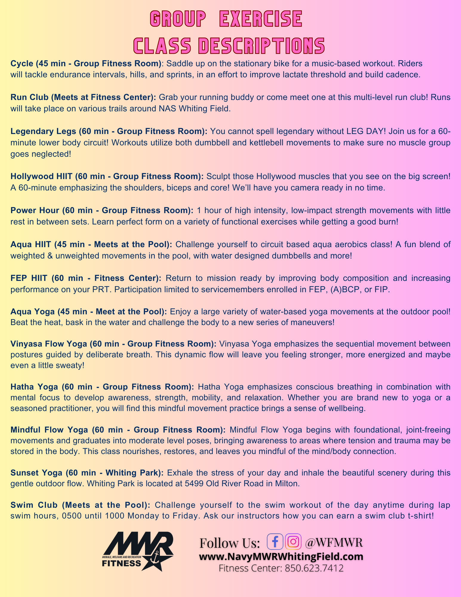 Group Exercise Class Descriptions May
