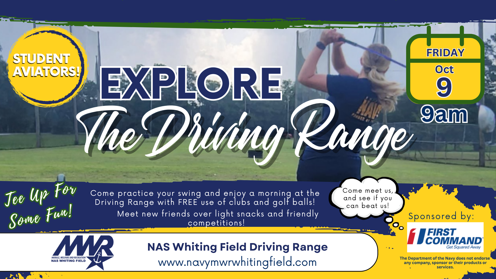 Promotional material for October Student Aviators Explore event