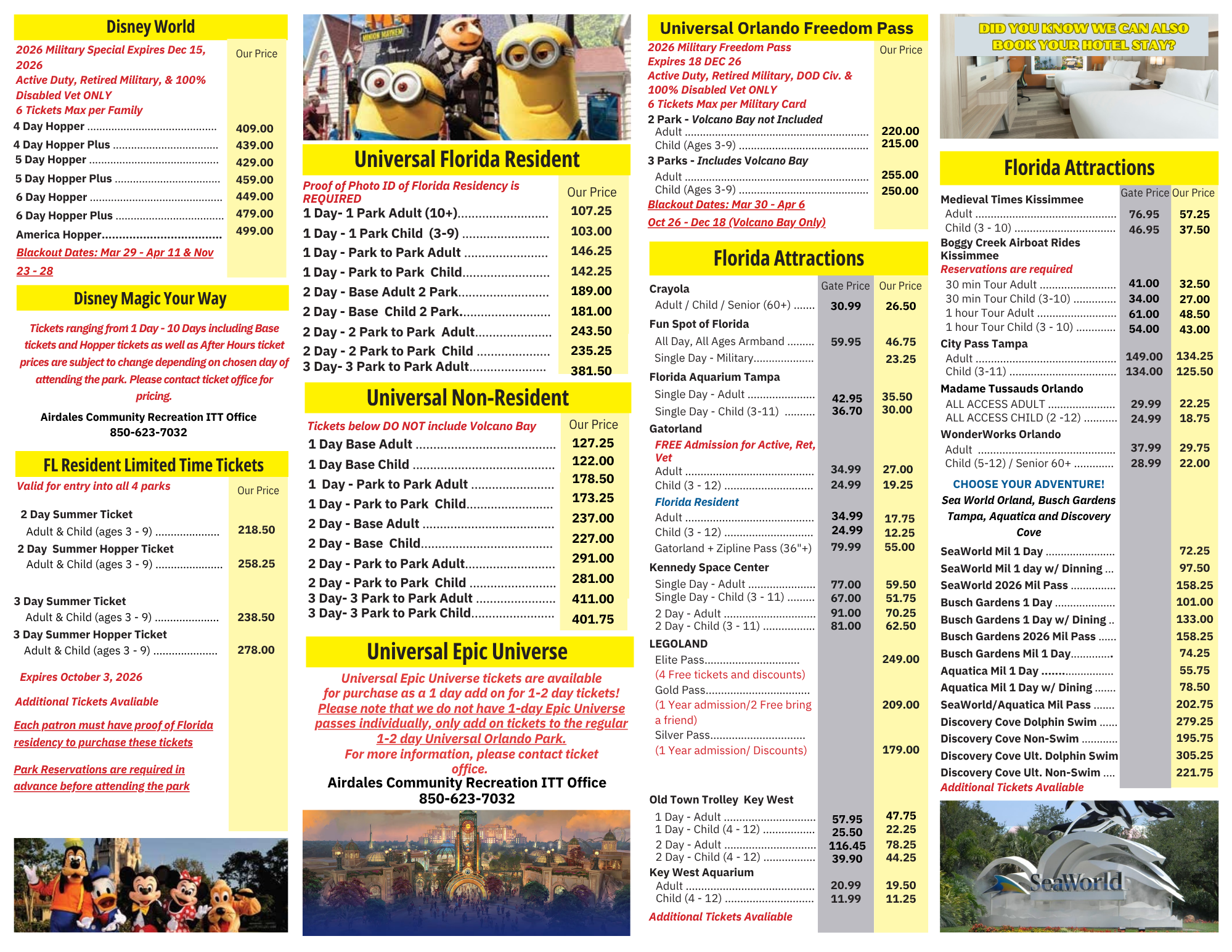 MWR Tickets and Travel Brochure