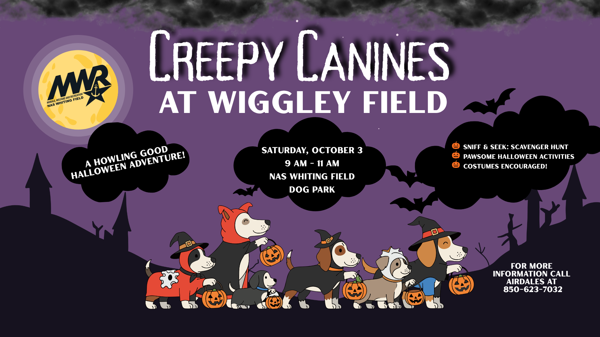 Promotional graphic for Creepy Canines event