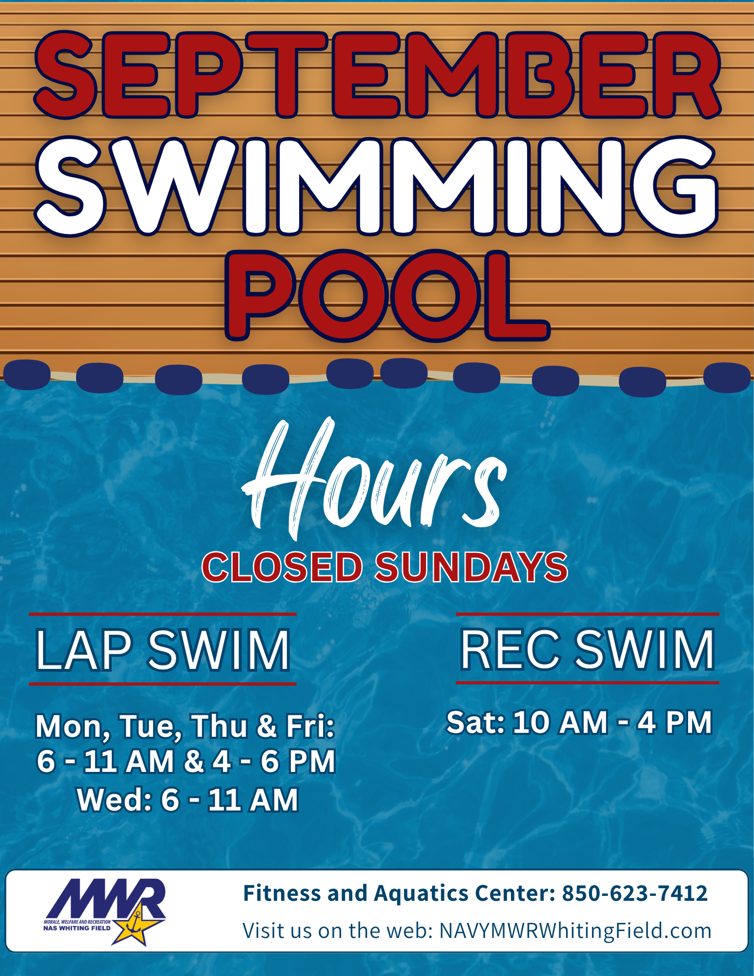 Flyer for September swimming pool hours. Flyer for September swimming pool hours.